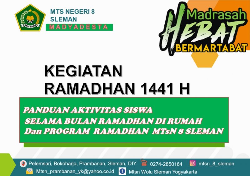 Program Pesantren Ramadhan Daring, MTsN 8 Sleman Lengkapi Kegiatan Belajar di Rumah